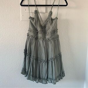 Francesca's Collections Gray Ruffle Mini Dress